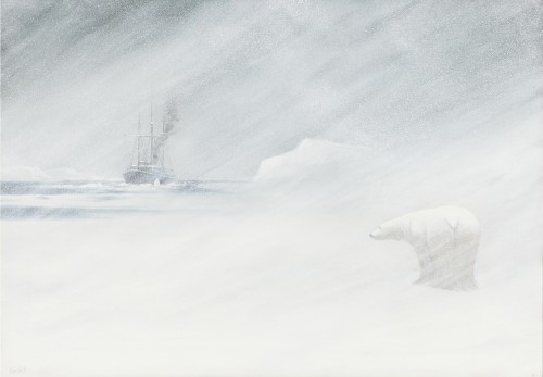 Emanuel A. Petersen (1894-1948) - Ours polaire dans une tempête de neige au Groenland