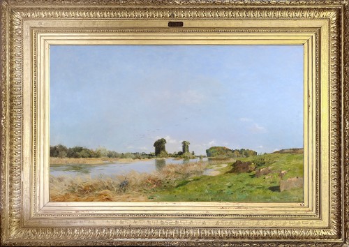 Edmond Yon (1841-1897) Large riverside with birds
