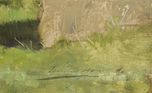 19th century - Edmond Yon (1841-1897) Large riverside with birds