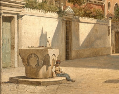 Tableaux et dessins Tableaux XIXe siècle - Venise, Saint Roch et le campanile des Frari, attribué à Frans Vervloet (1795-1872)