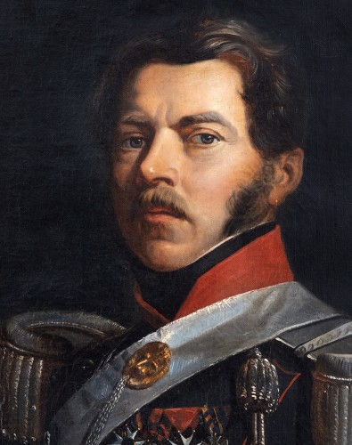 Portrait du baron de Roisin - Général de Gendarmerie - Tableaux et dessins Style Louis-Philippe