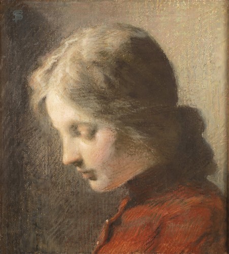Frans Schwartz (1850-1917) Portrait en profil de jeune fille