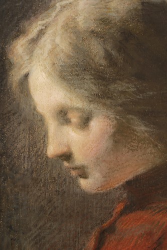 Frans Schwartz (1850-1917) Portrait en profil de jeune fille - Tableaux et dessins Style Art nouveau