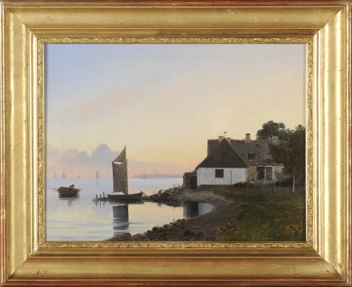 Bord de mer danois au crépuscule au Danemark, Att. à Carl Emil Baagøe (1829-1902) 