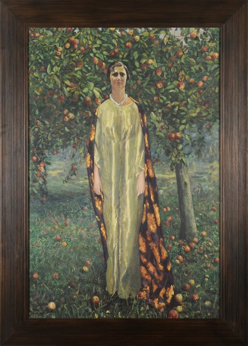 Léon Kamir Kauffmann (1872-1933) Portrait de femme sous les pommiers