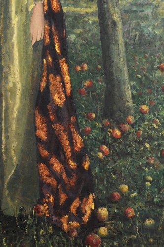 Tableaux et dessins Tableaux du XXe siècle - Léon Kamir Kauffmann (1872-1933) Portrait de femme sous les pommiers