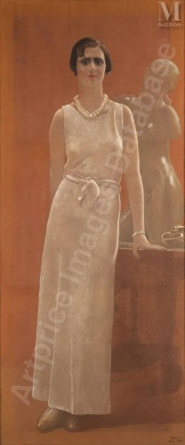 Léon Kamir Kauffmann (1872-1933) Portrait de femme sous les pommiers - Art Déco