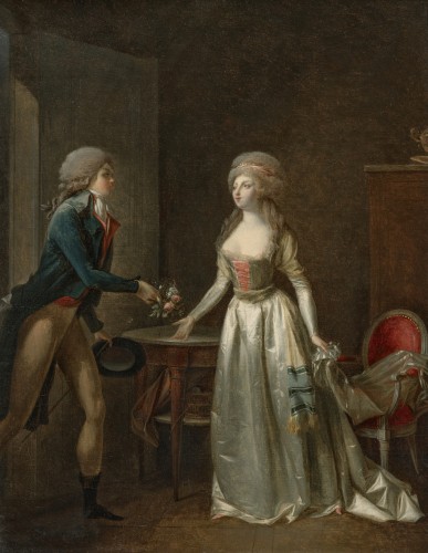 Jean-Simon Fournier (actif vers 1790) Le bouquet offert et Le bouquet accepté - Tableaux et dessins Style Directoire