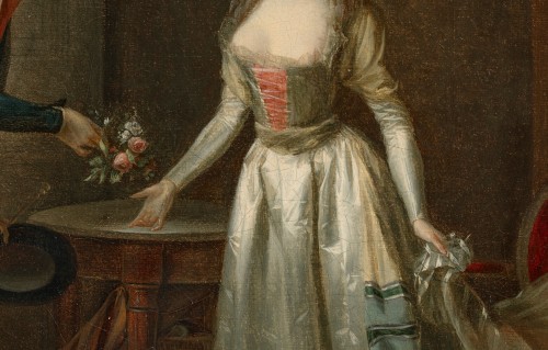 Tableaux et dessins Tableaux XVIIIe siècle - Jean-Simon Fournier (actif vers 1790) Le bouquet offert et Le bouquet accepté