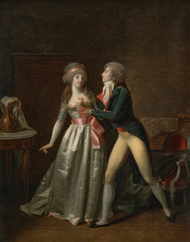 Jean-Simon Fournier (actif vers 1790) Le bouquet offert et Le bouquet accepté - Directoire