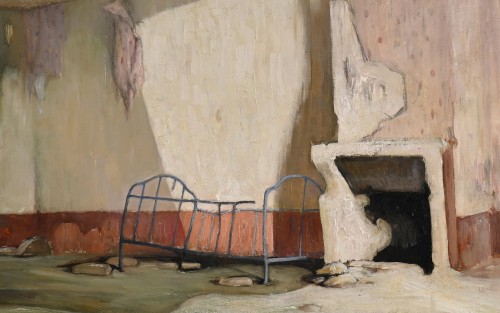 Tableaux et dessins Tableaux du XXe siècle - William Laparra (1873-1920) La chambre d’enfant en 1916 - Hautebraye Aisne