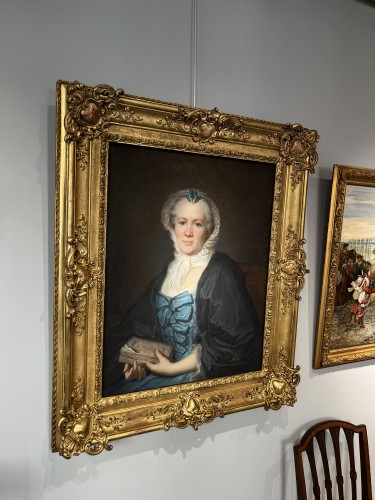 Louis-Eugène Coëdes (1810-1905) Portrait de femme au livre - La Caze Louvre - Tableaux et dessins Style Louis XV