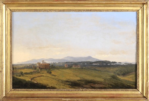Vue prise depuis la villa Borghese à Rome, attribué  à Simon Denis (1755-1813) 