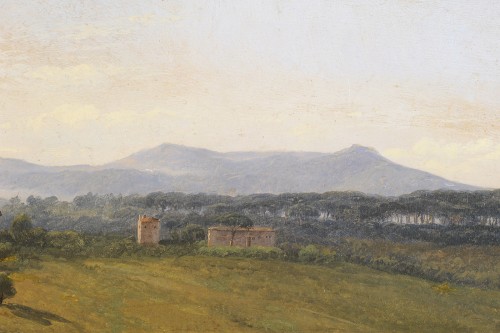 Tableaux et dessins Tableaux XVIIIe siècle - Vue depuis la villa Borghese à Rome, attribué  à Simon Denis (1755-1813) 