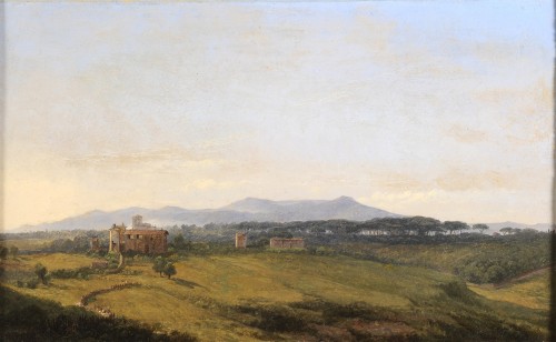 Vue depuis la villa Borghese à Rome, attribué  à Simon Denis (1755-1813)  - Louis XVI