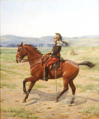 Robert Gignoux (1872-1906) Portrait équestre de Carl Costa de Beauregard - Tableaux et dessins Style Napoléon III