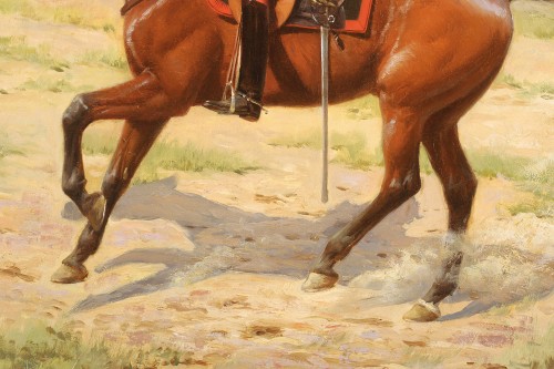 Tableaux et dessins Tableaux XIXe siècle - Robert Gignoux (1872-1906) Portrait équestre de Carl Costa de Beauregard