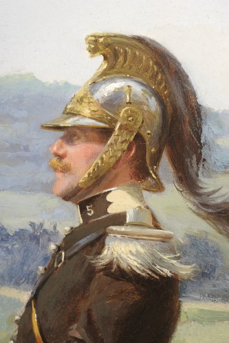 XIXe siècle - Robert Gignoux (1872-1906) Portrait équestre de Carl Costa de Beauregard