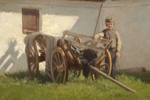 Frédérik Rohde (1816 -1886) La pause du jeune fermier - Tableaux et dessins Style Louis-Philippe