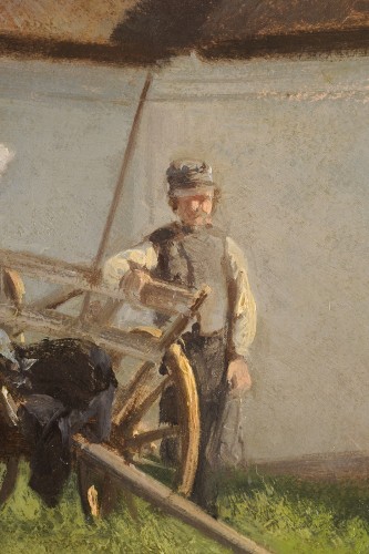 Tableaux et dessins Tableaux XIXe siècle - Frédérik Rohde (1816 -1886) La pause du jeune fermier