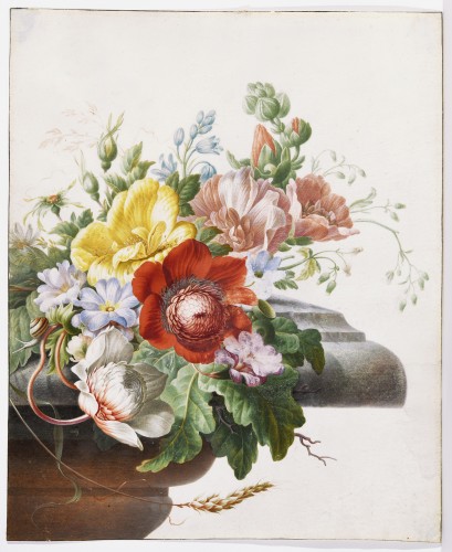 Herman Henstenburgh (1667-1726) Fleurs sur un entablement de marbre