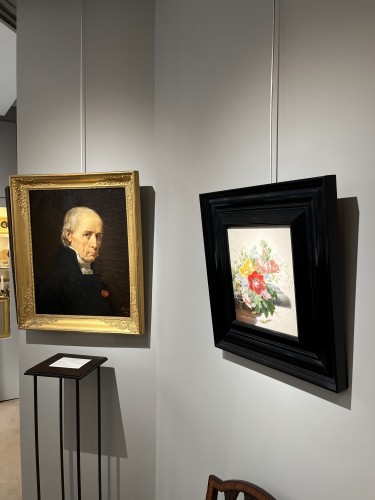 Tableaux et dessins Dessin, Aquarelle & Pastel - Herman Henstenburgh (1667-1726) Fleurs sur un entablement de marbre