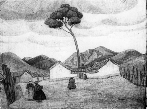 Antiquités - Camilo Blas (1903-1985) Paysage des Andes - « Paisaje Andino »