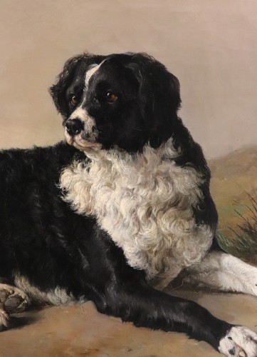 Tableaux et dessins Tableaux XIXe siècle - Jacques Raymond BRASCASSAT (1804-1867) - Portrait du chien de l'artiste