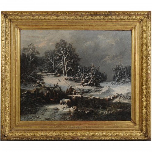 Louis BOULANGÉ (1812-1878) - Forêt des Ardennes sous la neige