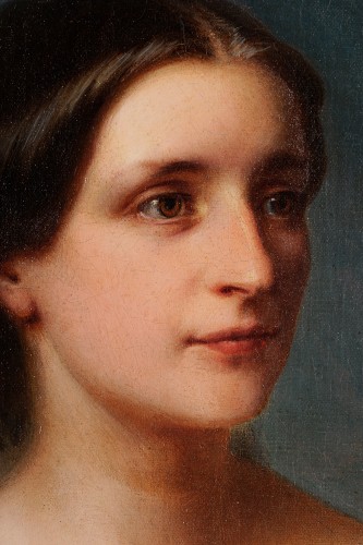 Tableaux et dessins Tableaux XIXe siècle - Charles Gomien (1808-1876) - Portrait de jeune femme à la lettre