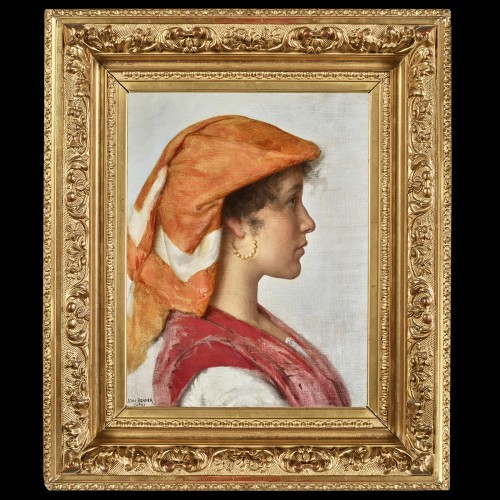 Jean Benner (18361906) - Portrait de jeune capriote - Tableaux et dessins Style Napoléon III