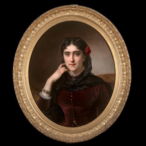 Tableaux et dessins Tableaux XIXe siècle - Hermann Winterhalter (1801-1891) - Portrait de Mathilde Leclerc de Juigné de Damas