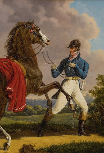 Paintings & Drawings  - Bernard-Edouard Swebach (1800-1870) - Squire training the horse of King Louis XVIII