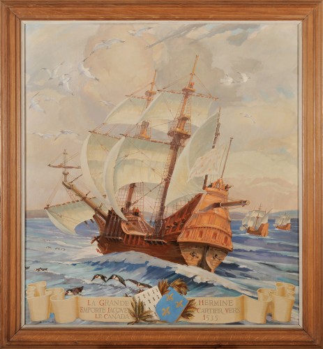 André Caverne (1894-1968) - Les navires des explorateurs des Amériques - Tableaux et dessins Style Art Déco