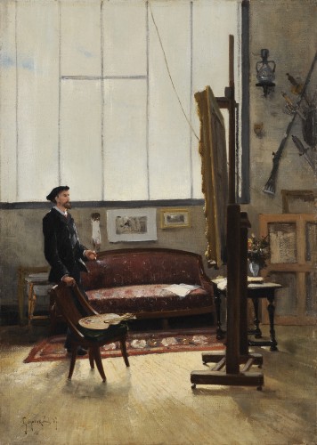 Paul Gagneux (1857-1892) - Autoportrait dans l’atelier à Tours
