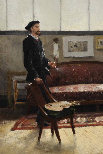 Paul Gagneux (1857-1892) - Autoportrait dans l’atelier à Tours - Tableaux et dessins Style Napoléon III