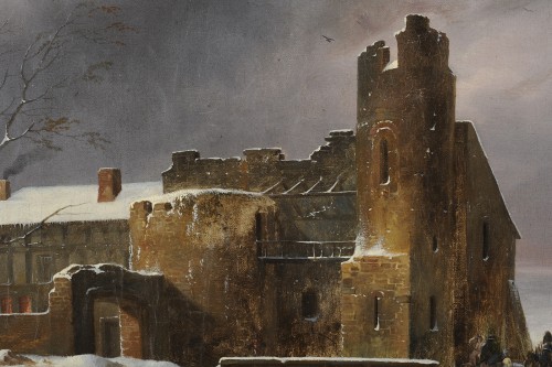 Tableaux et dessins Tableaux XIXe siècle - François Alexandre Pernot (1793-1865) - Ruines sous la neige