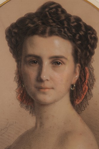 Tableaux et dessins Dessin, Aquarelle & Pastel - Anton Hähnisch (1817-1897) - Portrait de Mathilde de Barral de Monteauvrard