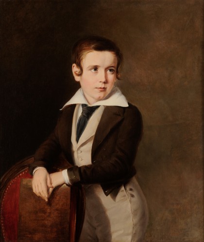 Ecole française vers 1815 - Portrait de jeune garçon - Tableaux et dessins Style Empire