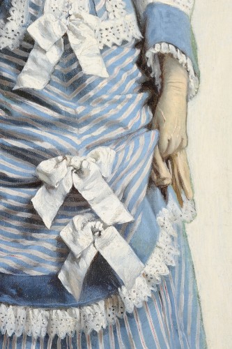 Charles Loyeux (1823-1899) Portrait of an elegant woman on a promenade - 