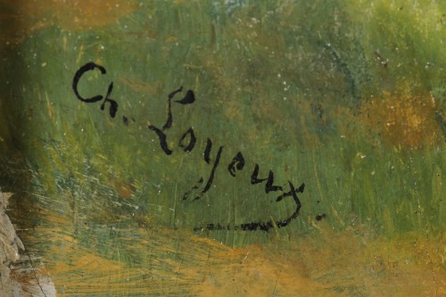 XIXe siècle - Charles Loyeux (1823-1899) - Portrait d'élégante en promenade