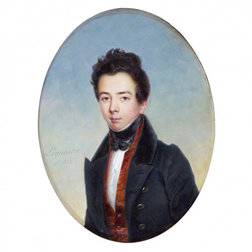 Joseph Hippolyte Lequeutre (1793–1877) - Portrait de jeune homme - Objets de Vitrine Style Louis-Philippe