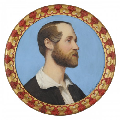 Romain Cazes (1808-1885) Portrait de jeune homme à la cire sur pierre