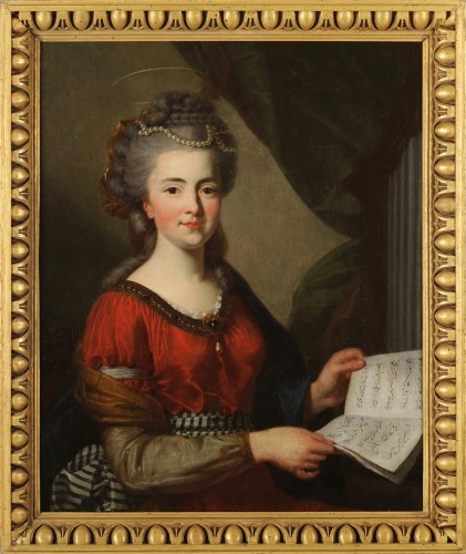 Louis-Michel van Loo (1707-1771) - Portrait de femme en sainte Cécile - Tableaux et dessins Style Louis XV