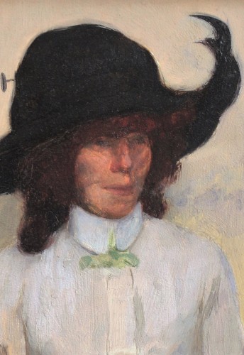 André Devambez (1867-1944) - Portrait de femme au bistrot - Tableaux et dessins Style Art nouveau