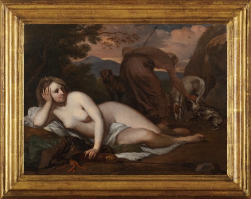 Barend Graat (1628-1709) - Diane chasseresse et ses chiens - Tableaux et dessins Style Louis XIV