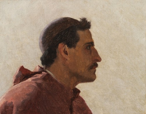 19th century school - Profile of the bust of a kneeling cardinal