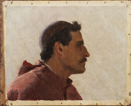 19th century - 19th century school - Profile of the bust of a kneeling cardinal