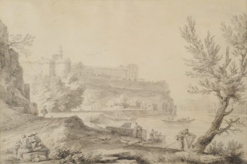 Antiquités - Joseph Vernet (1714-1789) Villeneuve-lès-Avignon et le port de Gênes