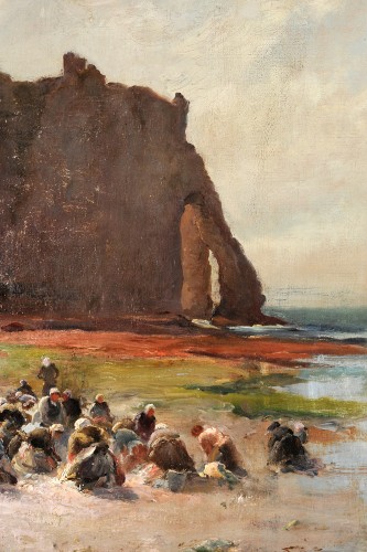 Tableaux et dessins Tableaux XIXe siècle - Georges Villain (1854-1930) - Etretat, les laveuses Normandie